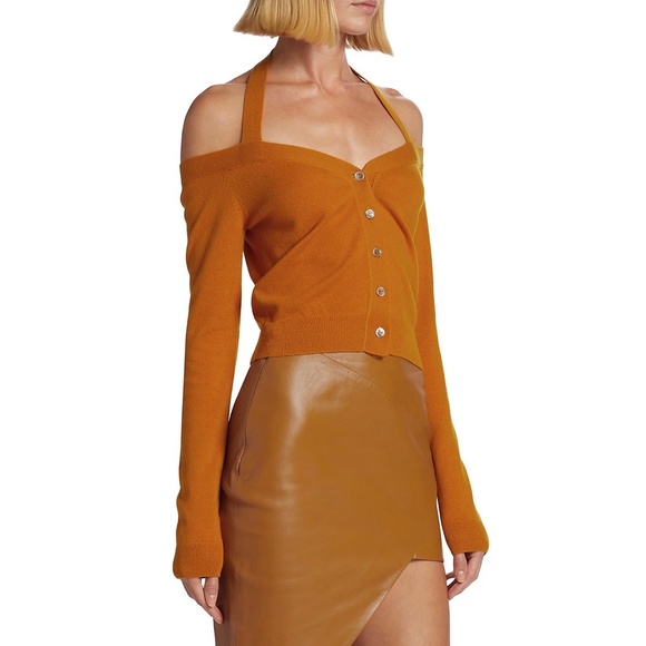 Zeynep Arcay Cashmere Cold Shoulder Halter-Neck Cardigan New With Tags - Picture 4 of 14